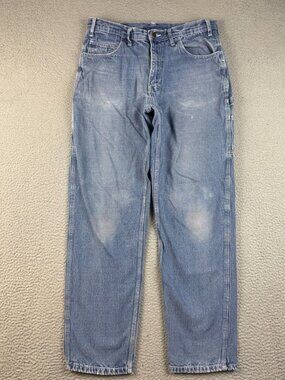 Workwear Blue Denim Jeans 36x32 Carpenter Straight Leg Faded Distressed Pants